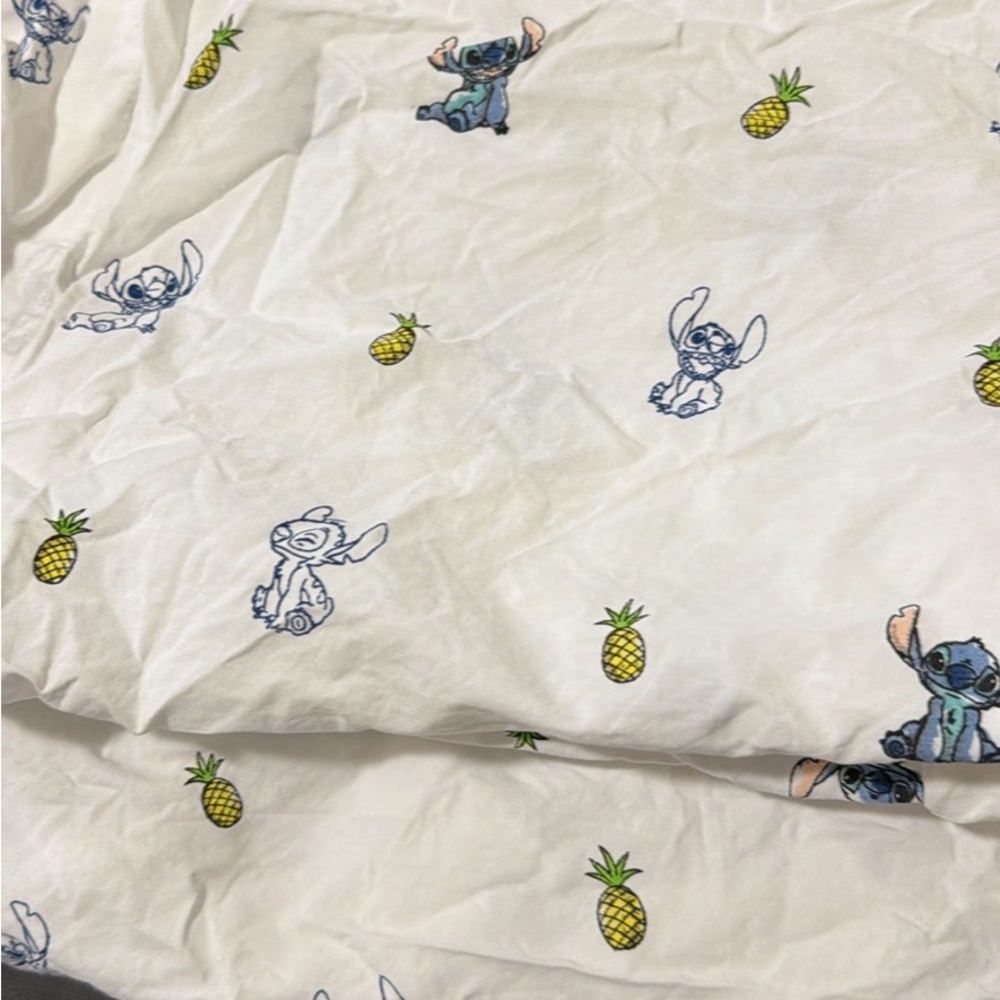 Disney Stitch Pineapple Print Home Bedding Duvet Cover - White